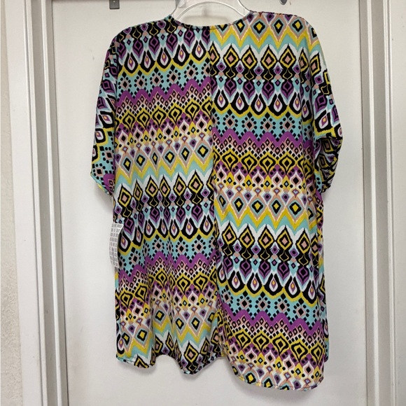 LuLaRoe Bianka patterned kimono / girls / size 3/XL purple/yellow - Picture 3 of 6